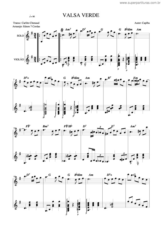 Partitura da música Valsa Verde