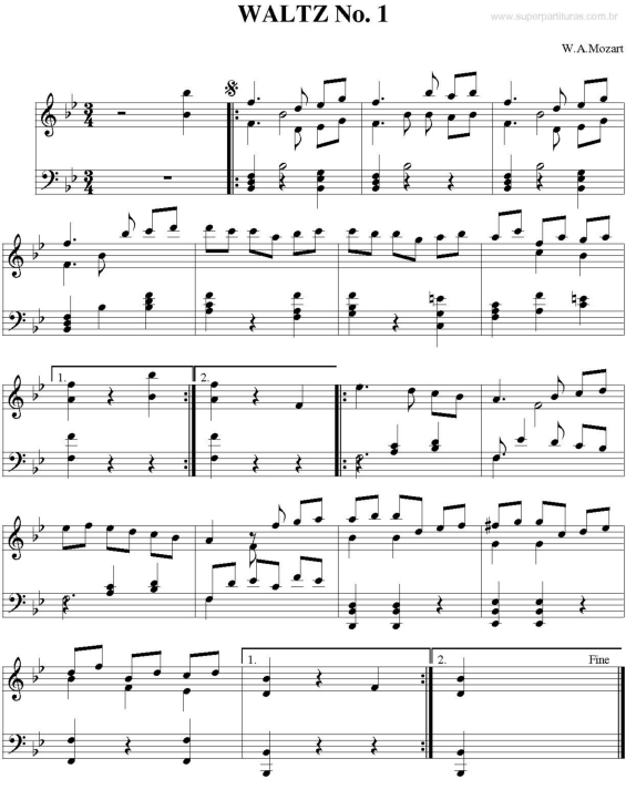 Partitura da música Valsa