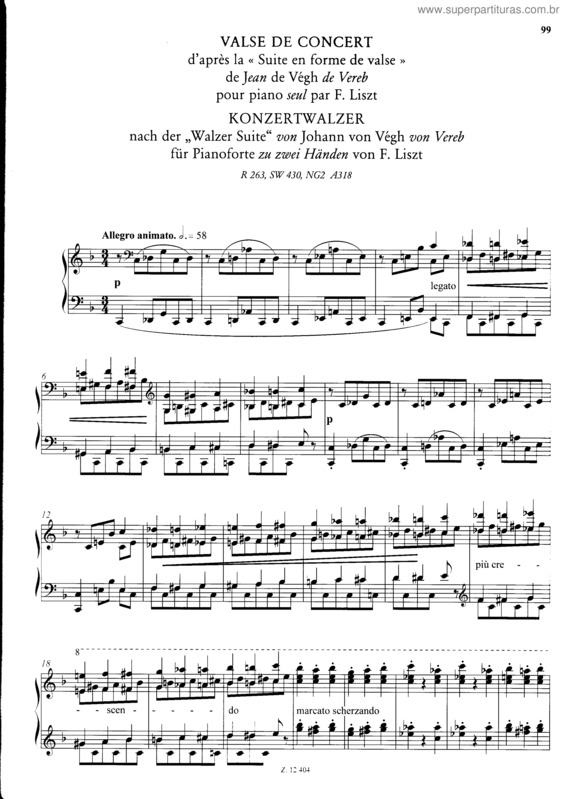 Partitura da música Valse de concert