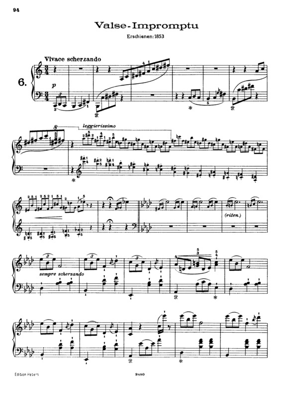Partitura da música Valse-Impromptu S.213