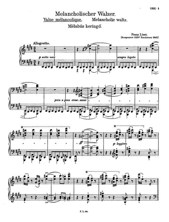 Partitura da música Valse Mélancolique S.210