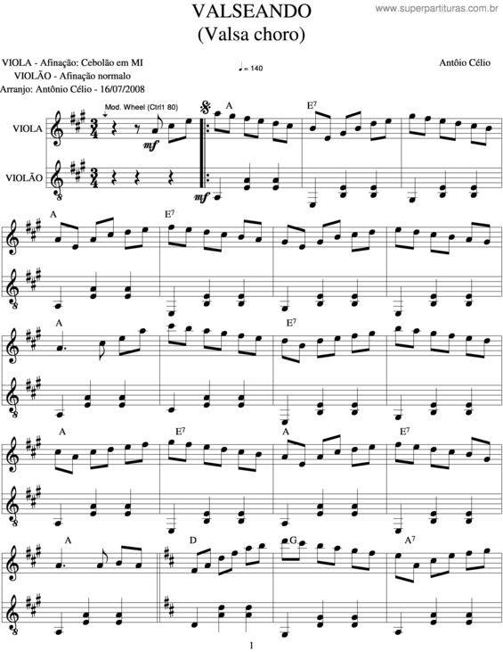 Partitura da música Valseando