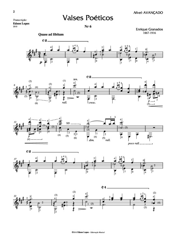 Partitura da música Valses Poeticos Nr 6