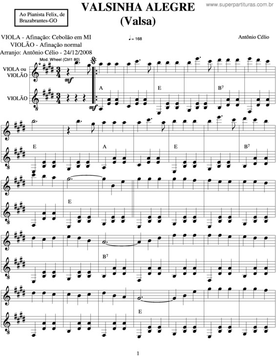 Partitura da música Valsinha Alegre v.2