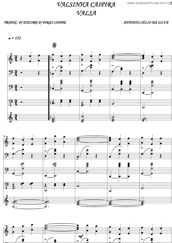 Partitura da música Valsinha Caipira 