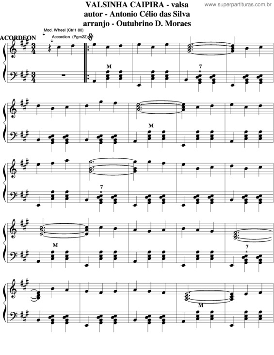 Partitura da música Valsinha Caipira v.2