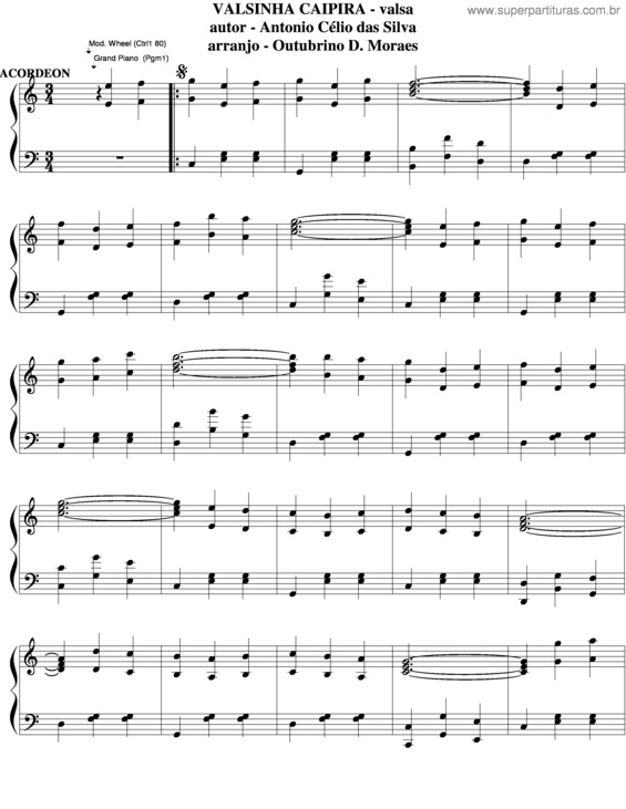 Partitura da música Valsinha Caipira v.3