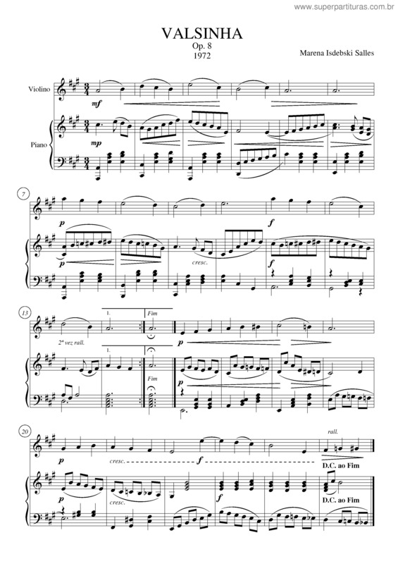 Partitura da música Valsinha