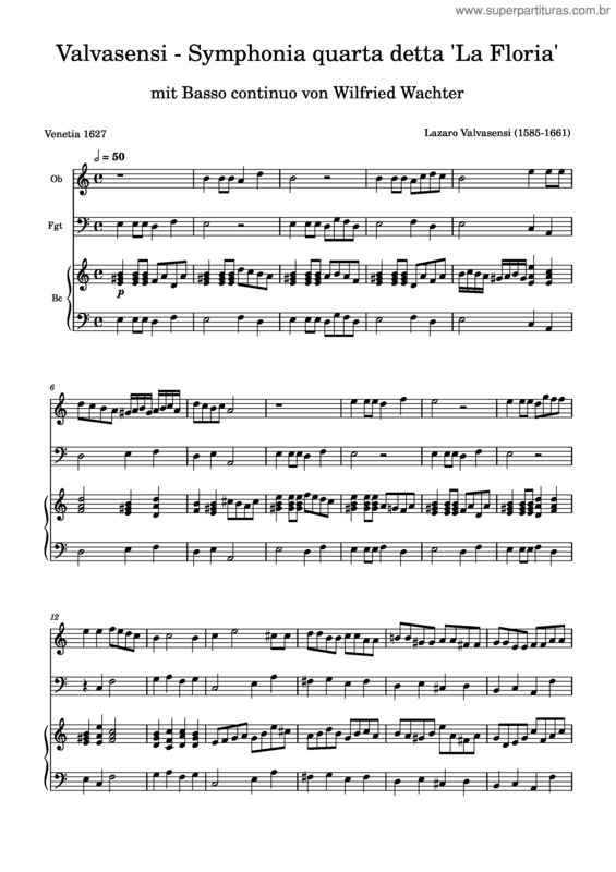 Partitura da música Valvasensi – Symphonia Quarta Detta `La Floria`