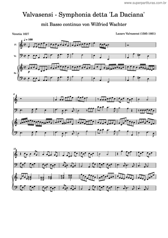 Partitura da música Valvasensi – Symphonia Quinta Detta `La Daciana`
