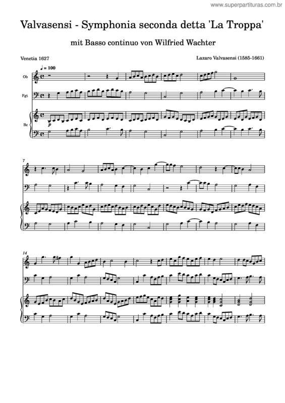 Partitura da música Valvasensi – Symphonia Seconda Detta `La Troppa`