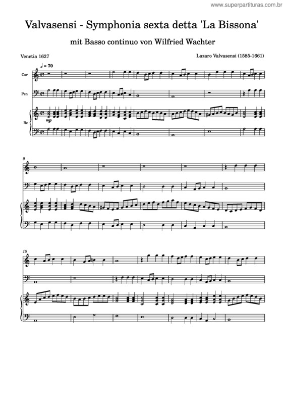 Partitura da música Valvasensi – Symphonia Sexta Detta `La Bissona`
