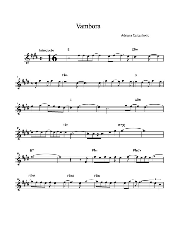 Partitura da música Vambora v.2