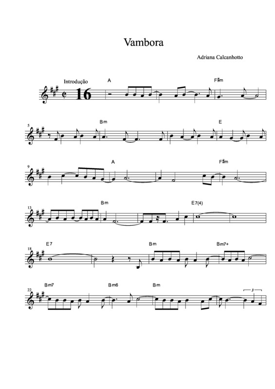 Partitura da música Vambora v.3