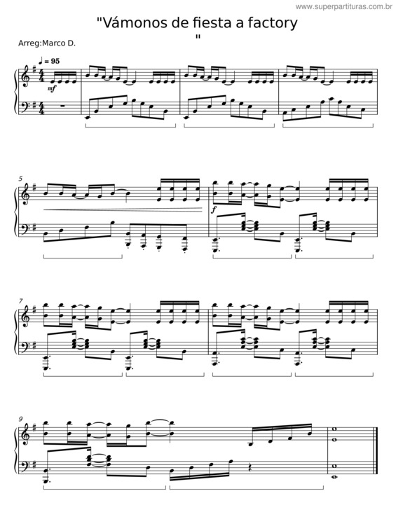 Partitura da música Vámonos De Fiesta A Factory