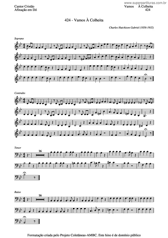 Partitura da música Vamos À Colheita v.3