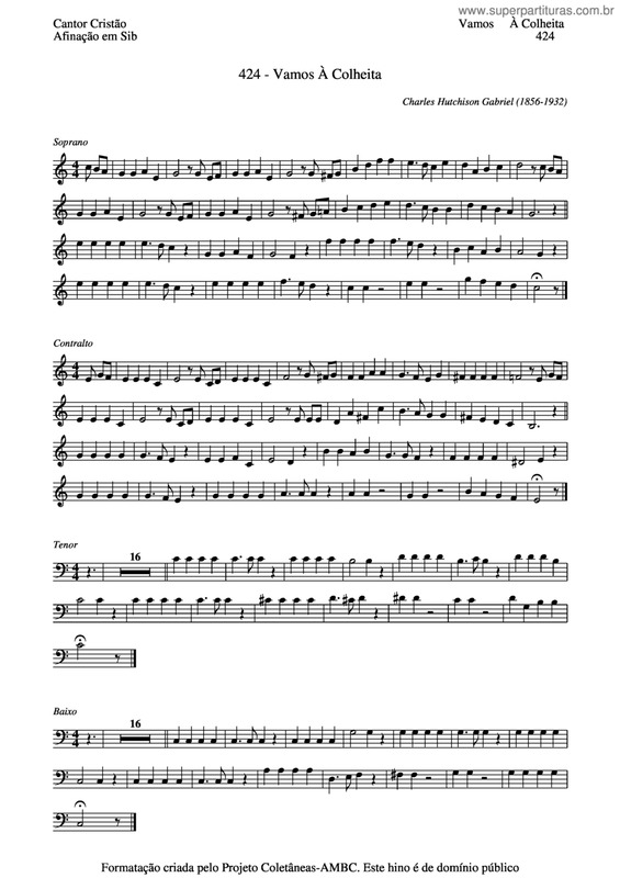 Partitura da música Vamos À Colheita v.4