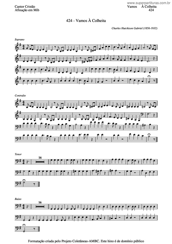 Partitura da música Vamos À Colheita v.6