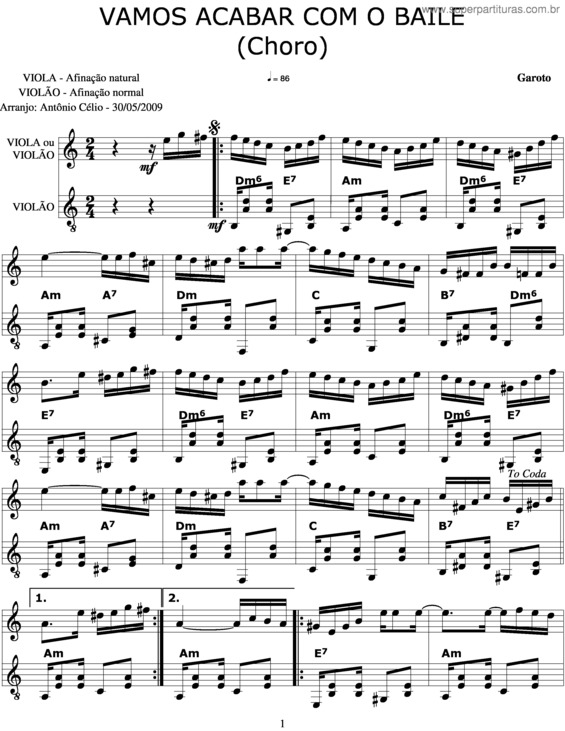 Partitura da música Vamos Acabar Com O Baile v.5