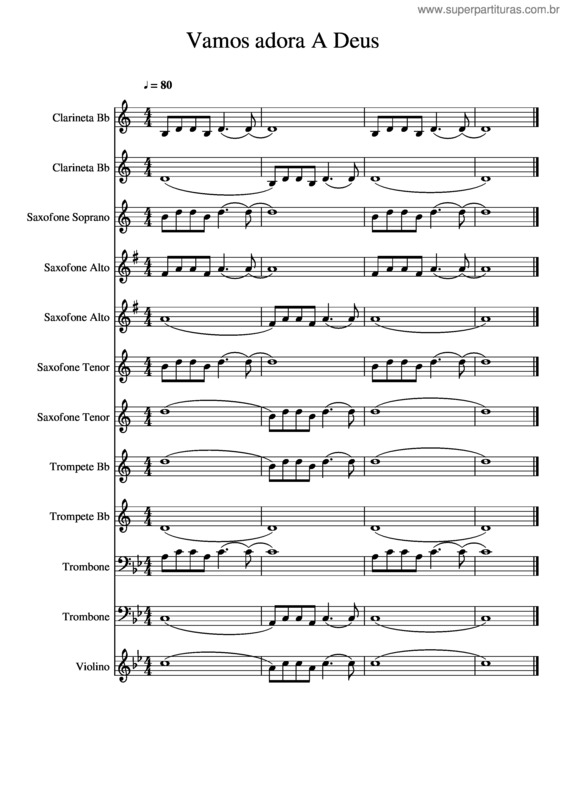 Partitura da música Vamos Adora A Deus