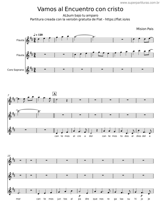 Partitura da música Vamos Al Encuentro Con Cristo – Mision Pais