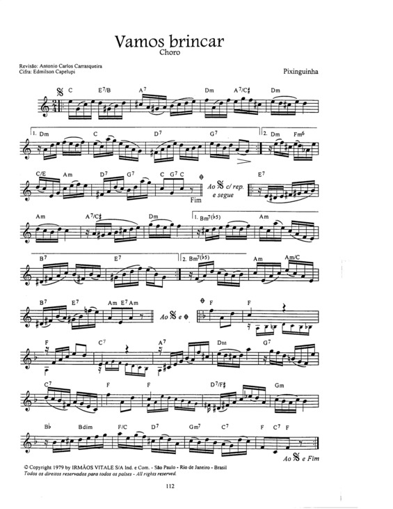 Partitura da música Vamos Brincar v.6