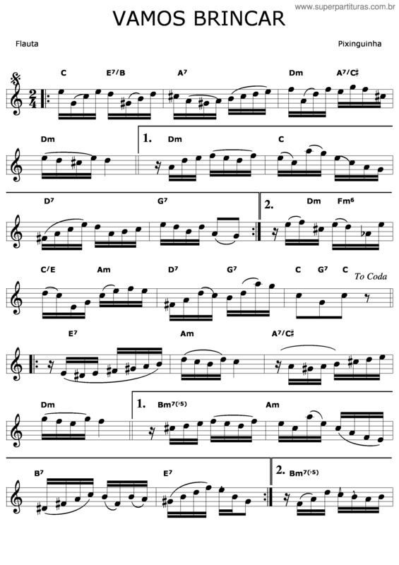 Partitura da música Vamos Brincar v.9