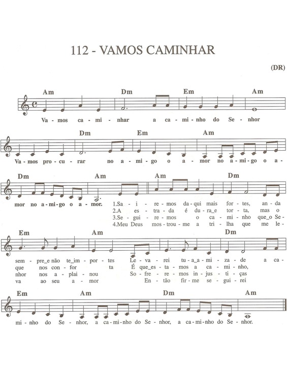 Partitura da música Vamos Caminhar