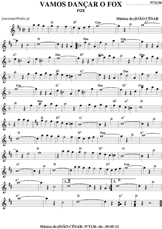 Partitura da música Vamos Dançar o Fox