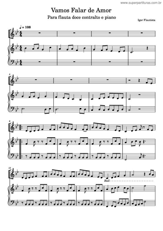 Partitura da música Vamos Falar De Amor – Igor Flautista