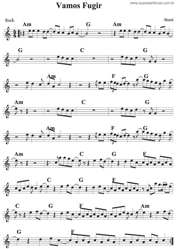 Partitura da música Vamos Fugir v.5