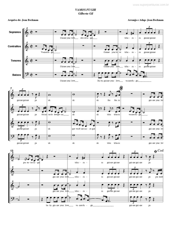 Partitura da música Vamos Fugir