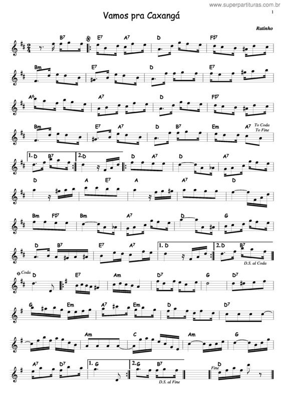 Partitura da música Vamos Pra Cachangá