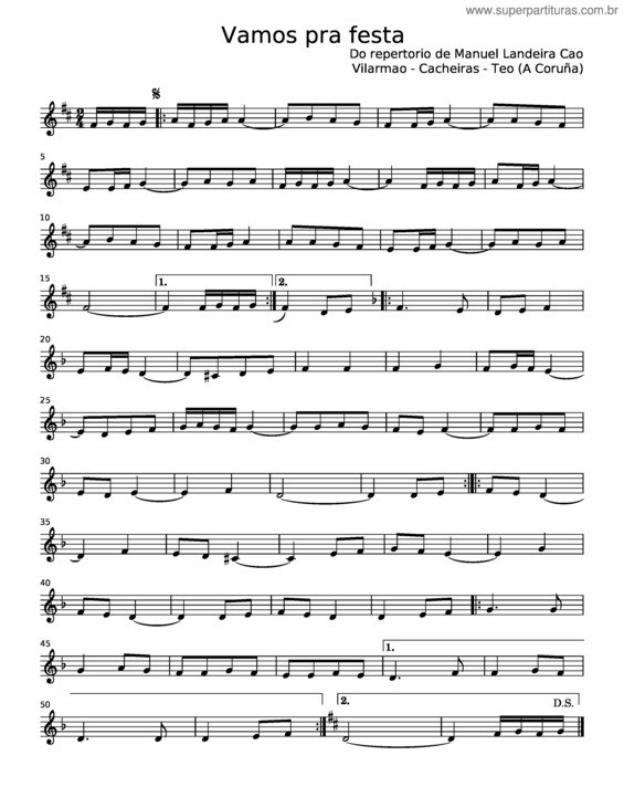 Partitura da música Vamos Pra Festa – Manuel Landeira Cao