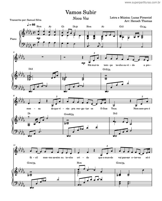 Partitura da música Vamos Subir