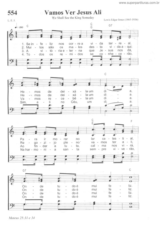 Partitura da música Vamos Ver Jesus Ali