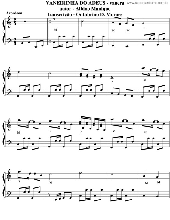 Partitura da música Vaneirinha Do Adeus