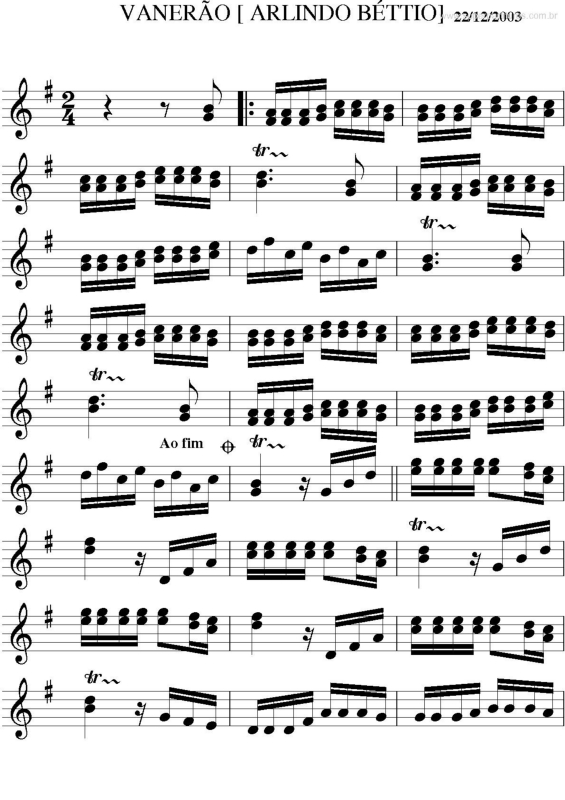 Partitura da música Vanerão