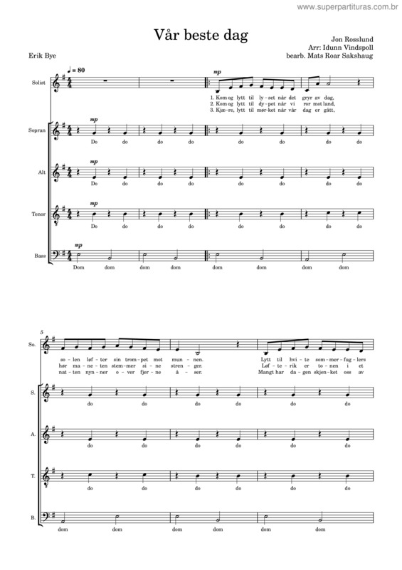 Partitura da música Var Beste Dag – Erik Bye Vår Beste Dag – Erik Bye Vår Beste Dag M:Solo