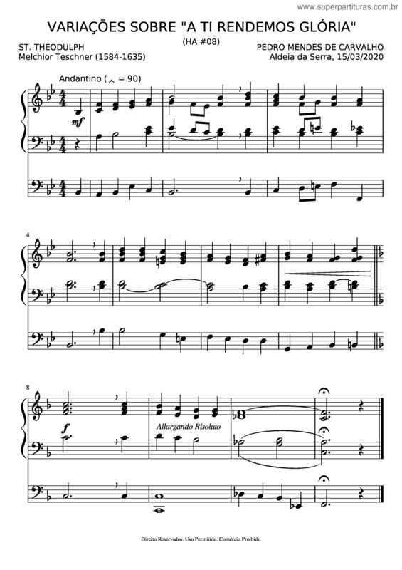 Partitura da música Variações Sobre #08 A Ti Rendemos Glória