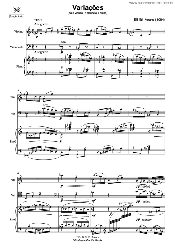 Partitura da música Variações