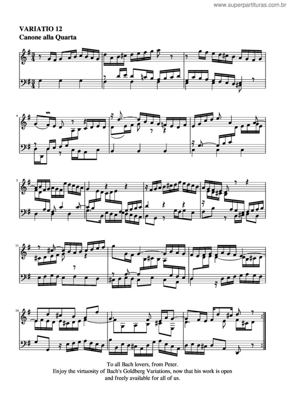 Partitura da música Variatio 12 A 1 Clav. Canone Alla Quarta