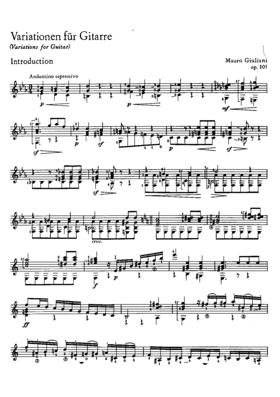 Partitura da música Variations For Guitar Op 103