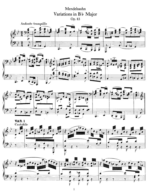 Partitura da música Variations in B flat major v.2