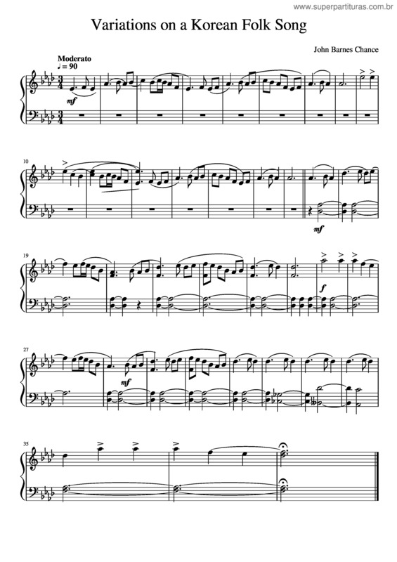 Partitura da música Variations On A Korean Folk Song v.3