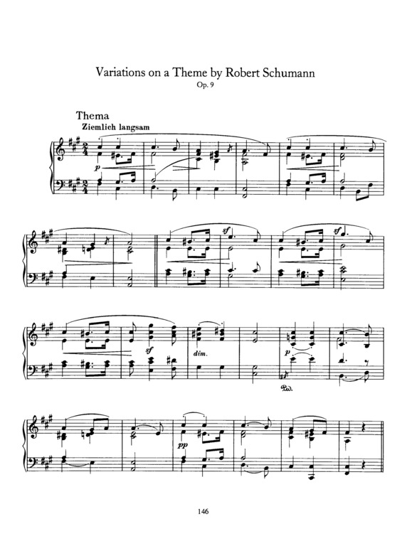 Partitura da música Variations on a Theme by Robert Schumann