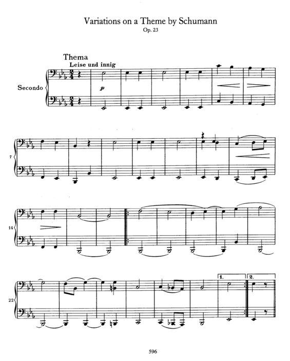 Partitura da música Variations on a Theme by Schumann