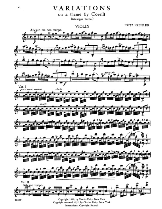 Partitura da música Variations on a Theme of Corelli