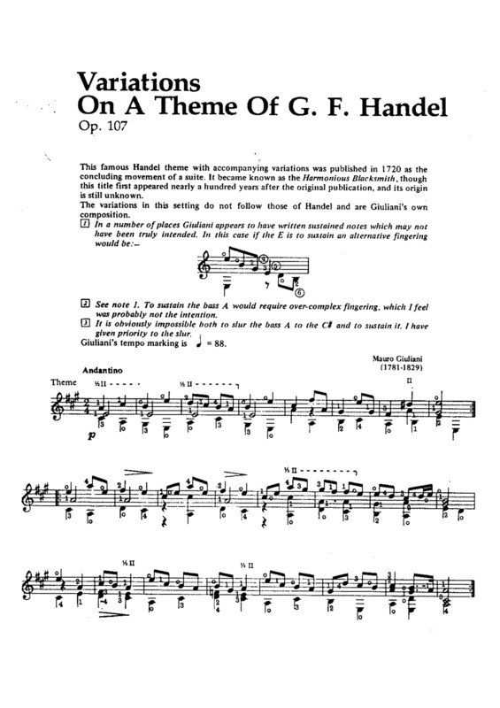Partitura da música Variations On A Theme Of Handel