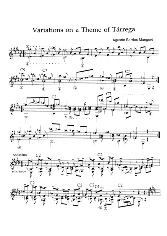 Partitura da música Variations On A Theme Of Tárrega